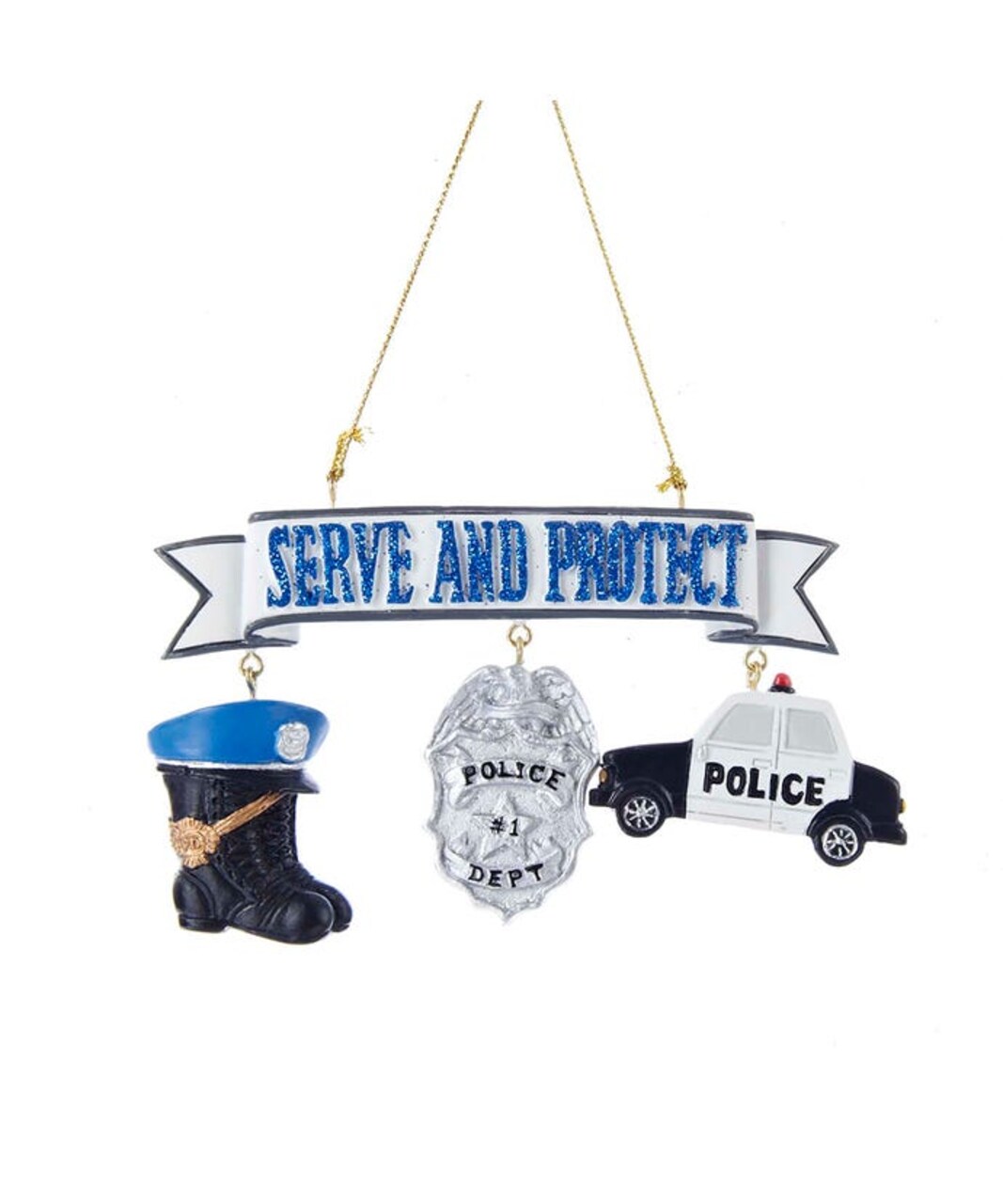4” Policeman with Dangles Ornament - Whimsical Christmas Decoration